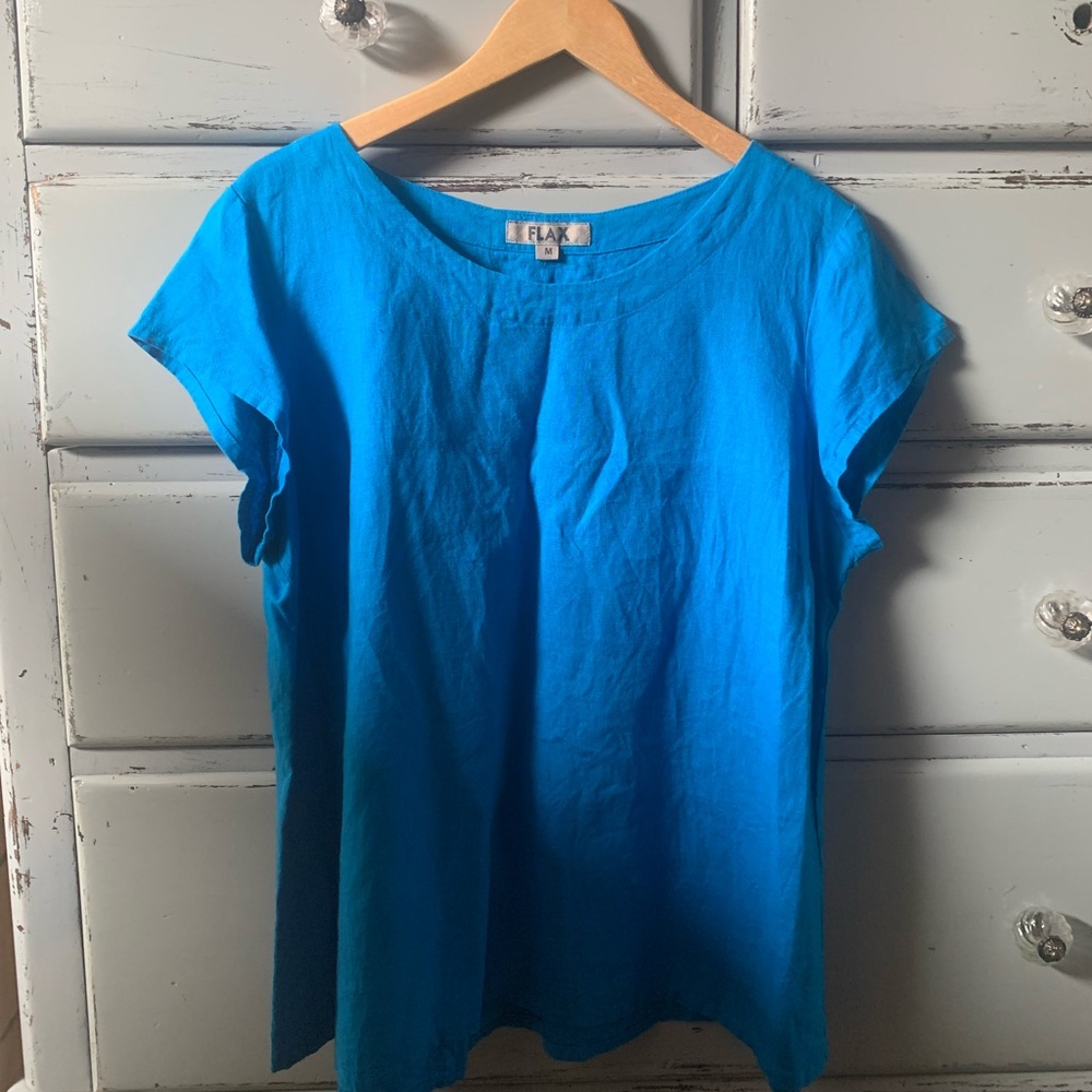 FLAX “I Am Happy” 100% Linen Top